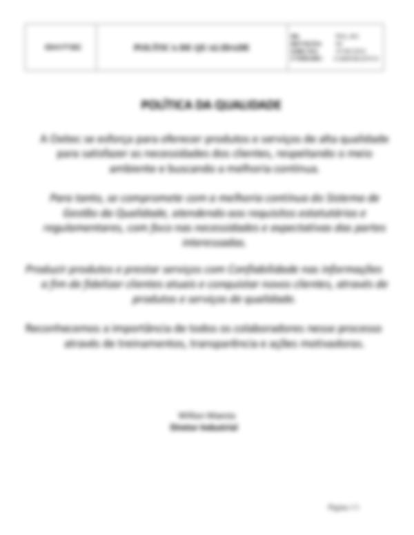 Preview of the Quality Policy document in Portuguese