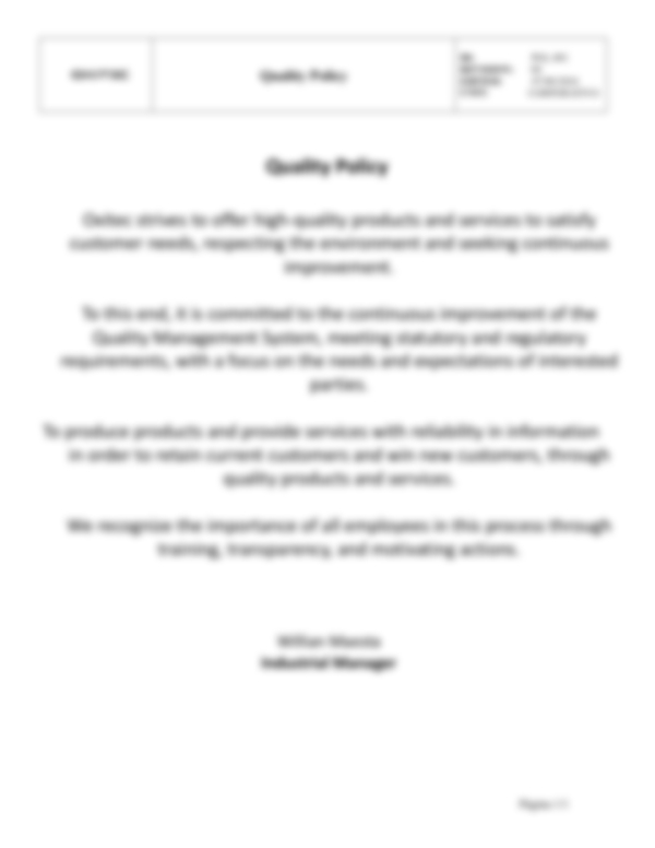 Preview of the Quality Policy document in English